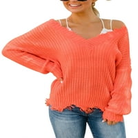 Gomelly Dame Jumper vrhovi pulover solidne boje Loši džemper Ženski salon pleteni džemperi Dugi rukav