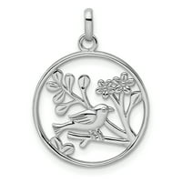 Carat u Karatsu Sterling srebrna polirana finija rodijum-poplaćena ptica i cvijeće Privjesak sa šarm