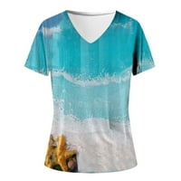 Koaiezne ljetni modni ženski V izrez kratkih rukava majica na majici Tors za žene casual
