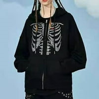 Slatke dukseve za žene grafička posadna dukserica Zip up kapuljač kapuljača skeletona pulover 90-ih