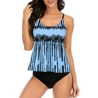 Plus size za kupaći kostim za žene Tankini visokog struka Bikini Push up dva visokog printa za ispis