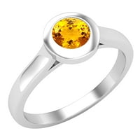 Kolekcija Dazzlingock Okrugli citrinski solitaire zaručni prsten za žene u 10k bijelo zlato, veličine