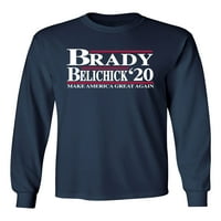 Trenz košulje kompanije Brady Belichick 'Make America Odlična majica s dugim rukavima-Navy-4xl