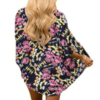 Symoidni ženski kaputi i jakne - printurni vrhovi šifonska plaža Kimono dugačak kardigan bluza šal vrhova odjeća Višebojna L
