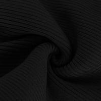 Ženski džemper odijelo - dugi rukav mini bodycon seksi tanka pletena haljina od čvrste drešene posade crna