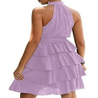 Voguele Ženske mini haljine Halter Ljeto plaža Sunduress Solid Boja kratka haljina Odmor Lose Purple
