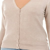 Ženska tipka V-izrez dolje s dugim rukavima Klasični džemper Klit Cardigan
