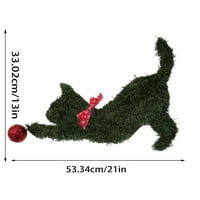 Gaiseeis Handmade Cat-Kitten igra vijenac Božićna štenad x-mas unutarnje vanjsku glavu zelena