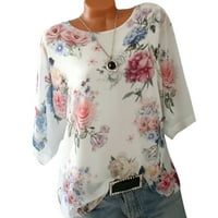 Ženski vrhovi, majice i bluze žene plus veličine labavi cvjetni ispis puloverske majice