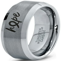 Tungsten optomistička nada svijest trake vrpce prsten za muškarce žene udobnost fit siva korak očvrsnuta