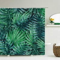 Tropska biljka zelena lišća tuš za zavjese za kupatilo sa kukama na palmima vodootporna tkanina dekor