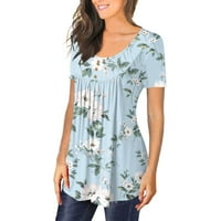 Majica za žene Ljetne vrhove Kratki rukavi Tunički gumb Ispis serije TEE majice Ležerne vrhove
