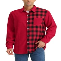 Lars Amadeus Muška košulja za patchwork plaćene jakne dugih rukava