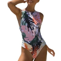 Rovga kupaći kostimi za žene list otisak monokini kupaći kostimi za kupaće kostimi s visokim vratom ženka vintage bodysuit kupaći odijelo za kupanje