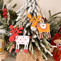 Shulemin Cuted Wood COLORPOLY ELK oblik Viseći privjesak Božićno stablo ukrasi Dekor narandžaste boje