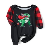 Uklapanje obiteljske božićne pidžame Dinosaur Santa Claus Print majica Plaine hlače Loungewear Sleep