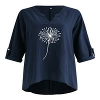 HAITE WOOD DANDELION Print dugih rukava Tunika Bluza Ležerne prilike Ležerne prilike dugim majicama
