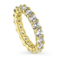Sterling srebrni vjenčani prstenovi u obliku kubične cirkonije CZ Godišnjički prsten za žene, žuto zlato