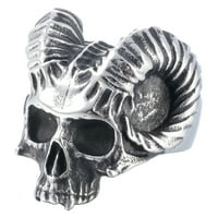 Kućni lubanji prstenovi od nehrđajućeg čelika Nakit Chunky Demonic Horned Vampire Glave za glavu