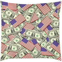 Posteljina set dolar Bill Ameican Flag Twin Veličina prekrivača sa jastukom za kućnu posteljinu ukras
