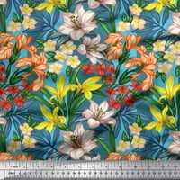 Soimoi Orange Poly Georgette Listovi tkanine, i ljiljan cvjetni ispis tkanini dvorištem širom