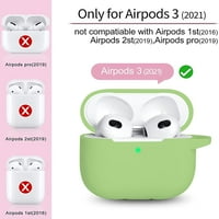 Poklopac za vazduhoplove, silikonska zaštitna dodatna oprema Koža sa privjeskom sa tipki Kompatibilnom sa Apple Airpod 3. generacijom za žene Muškarci Djevojke Dječaci, prednji LED vidljivi borov zeleni