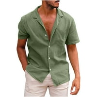 Muška majica kratkih rukava posteljina na plaži Ležerne košulje Army Zelena veličina L