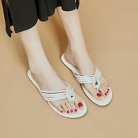 Aueooo Flip Flops za ženske tuš cipele, novi tanki remen tkani ravni papuče ženske flip flops sandale