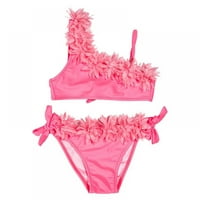 Xmarks Girls Tankini dvodijelni kupaći kostimi tropski voćni srčani print bikini ruffle kupanje ružičaste
