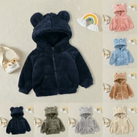 Koaiezne Toddler Kids Girls Boys Potpuno zip up jakna sa kapuljačom kaput medvjed uha dugih rukava debela odjeća