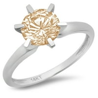 2. CT sjajan okrugli rez prozirni simulirani dijamant 18k bijeli zlatni pasijans prsten sz 8.5