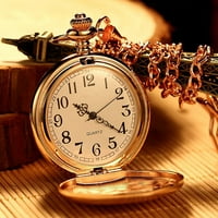 Vintage džepni sat kvarc džepni sat sa lancem klasični mehanički pokret PocketWatch Glatki srebrni čelik Muškarci Ručni namotaj džepni sat za muškarce Ženski božićni poklon