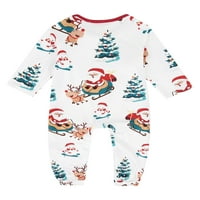 Božićna porodica podudaranje pidžama set santa claus elk print o-vrat dugih rukava + pajama pantalone