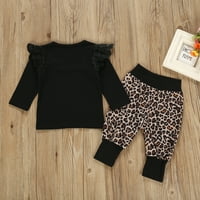 Qiylii dječje djevojke odjeća set dugih rukava od rukavske majice + leopard pantalone