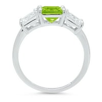 4.0ct kvadrat smaragdni rez zeleni prirodni peridot 18k bijeli zlatni godišnjički angažman kamena prstena