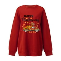 Vrhovi Clearence Ženska moda Dan zahvalnosti Ispiši labav bluza s dugim rukavima Okrugli vrat Ležerne prilike pulover vrhovi
