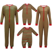 Obiteljska noćna odjeća, božićni prugasti okrugli vrat dugih rukava s dugim rukavima za djecu odraslih