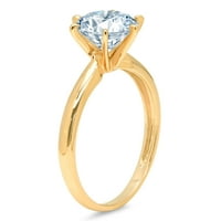 2.5ct okrugli rez plavi simulirani dijamant 14k žuto zlato graviranje izjava godišnjica angažmana vjenčanja