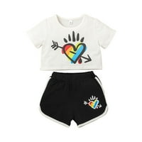 3T Ljetne odjeće za djevojke Dječje dijete Dječje djevojke Proljeće Ljeto Print Pamuk Heart Short rukavi