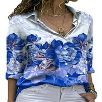 Bomotoo ženske bluze dugih rukava dugih rukava majica Ležerna tunika košulja plaža ljubičasta L