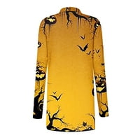 Yubatuo Halloween Cardigan za žene s dugim rukavima otvorena prednja mekana košulja za drapera plus veličine
