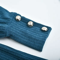 Ženska modna ženska gumba Turtleneck pulover dugih rukava labav pleteni džemper vrši zimsku odjeću za žene