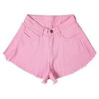 Ženske visokog struka rastegnute traper kratke hlače za ljetne traperice ružičaste l