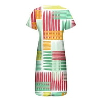 Yubatuo Womens Ljeto Ležerne prilike Boho tiskane labave majice sa džepnim rukavima V-izrez Midi haljine