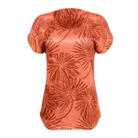 Ženski vrhovi Ženski povremeni modni tajni vrat majica Ispiši labavi kratkih rukava XL