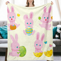 DICASSER Uskrs Spring Bunny pokrivači sa jastukom pokrivaju plišane flanelne deke za bebe za uskrsni