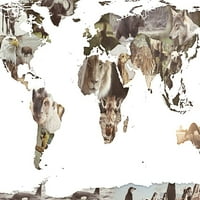 Svjetski životinje Karta Poster Print - SD grafički studio