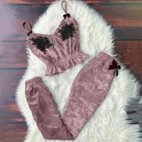 PXIAKGY donje rublje za žene Žene V-izrez Eyelash perle Kamisole PAJAMAS Bowknot hlače Set Pink + XL