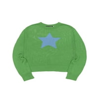 Žene Jesen Jesen Basic džemper Zvjezdani uzorak tiskani dugi rukav pulover okrugli vrat pletiva na vrhu-l