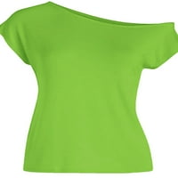 Luxplum dame majica Oblique vrat Ljetni vrhovi Torbica majica Comfy tunika Bluza za odmor Tee Fluorescentni